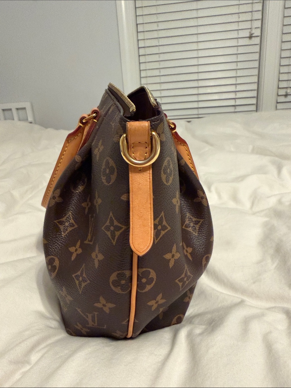 Louis Vuitton Brown Monogram Canvas Shoulder Bag with Tan Trims - Picture 7 of 12
